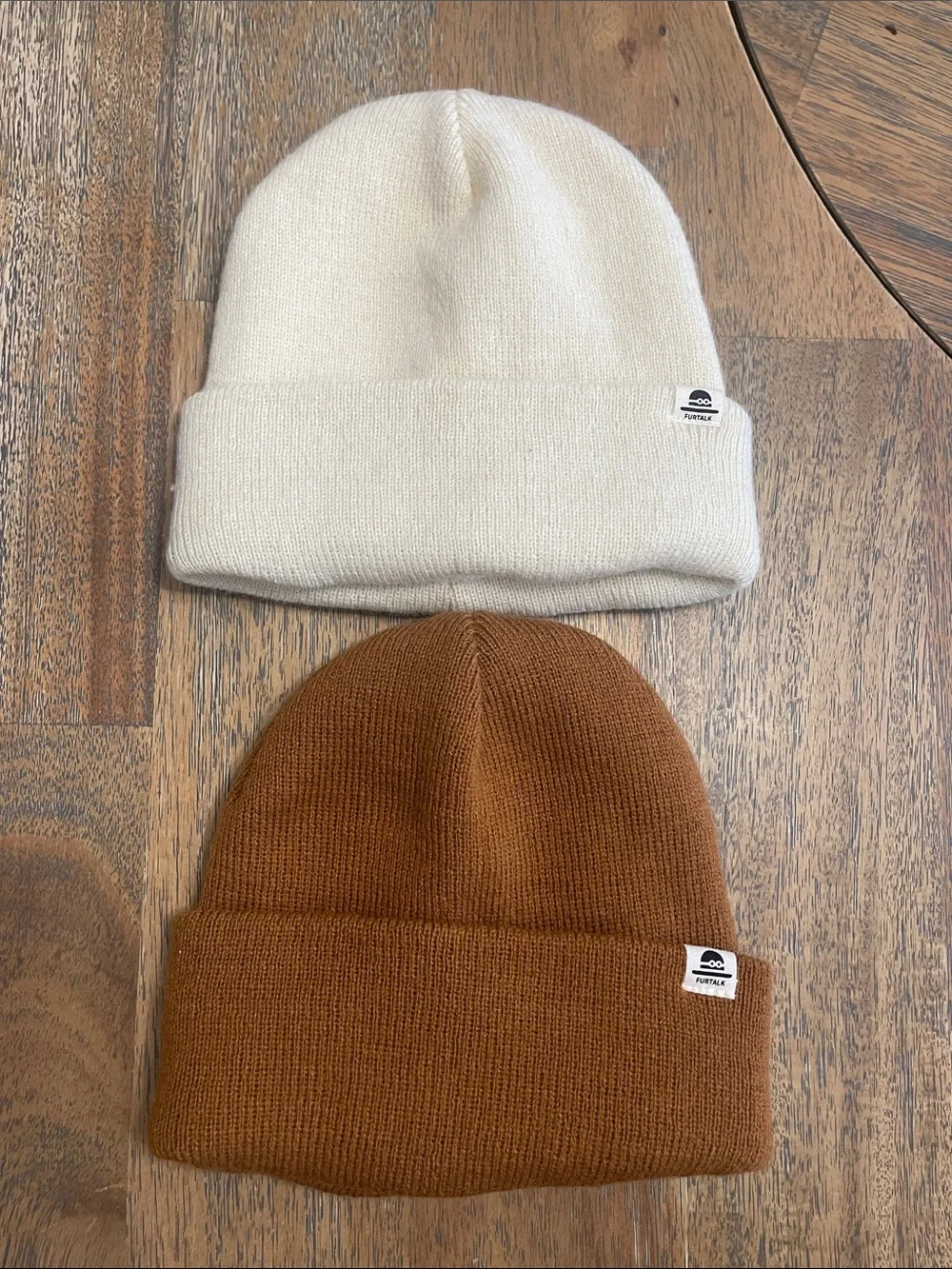 Furtalk Infant Knit Beanie Hat Set Cream Brown Fleece Lined 0-6 Months